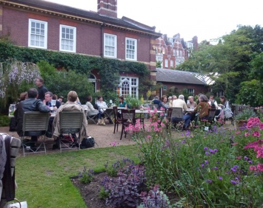 outdoor diners take advantage of some dry weather at the chelsea physic garden