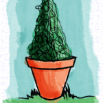 cone topiary in pot