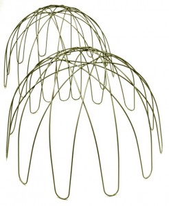 modern plant supports like an upturned hanging basket