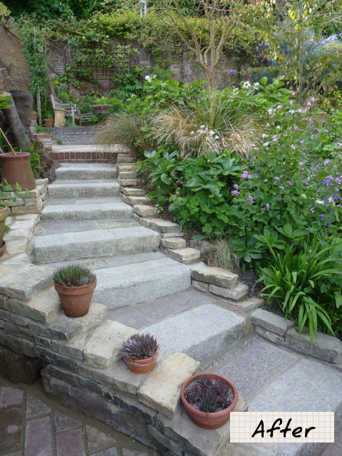 new wide garden steps