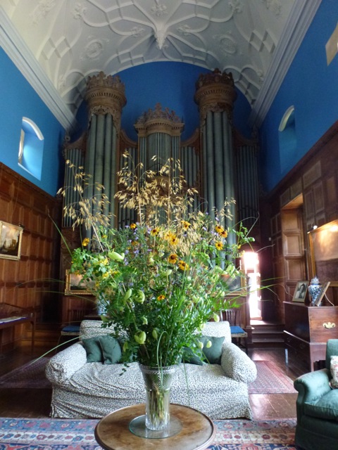 cut flowers in vase at chapel in Glyndebourne