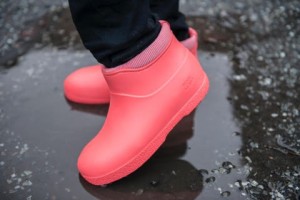pink plastic ankle boots 