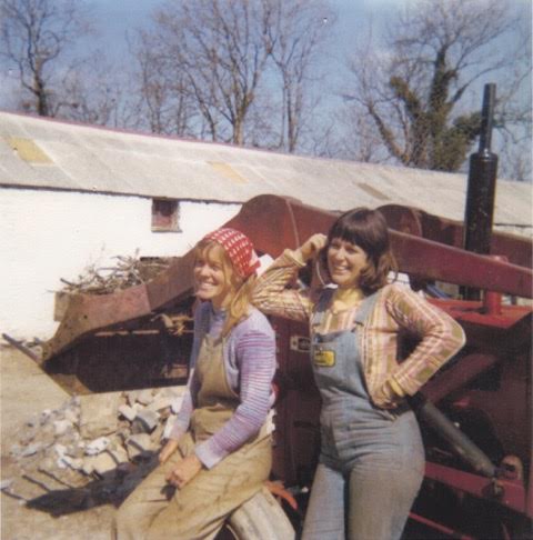 On the farm in Wales with my sister (on the right) who was visiting
