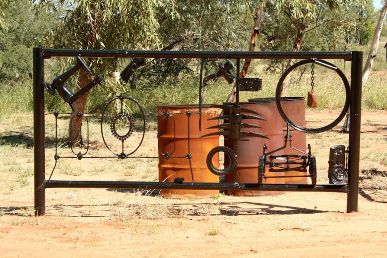  rusted objects being reused for a sculpture