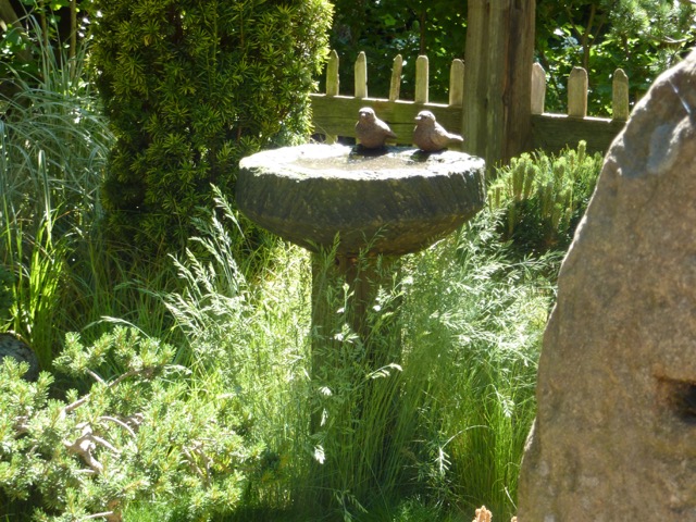 cottage garden bird bath