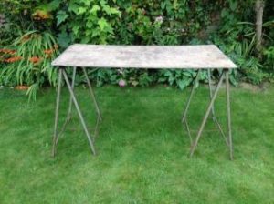 trestle table set up in garden
